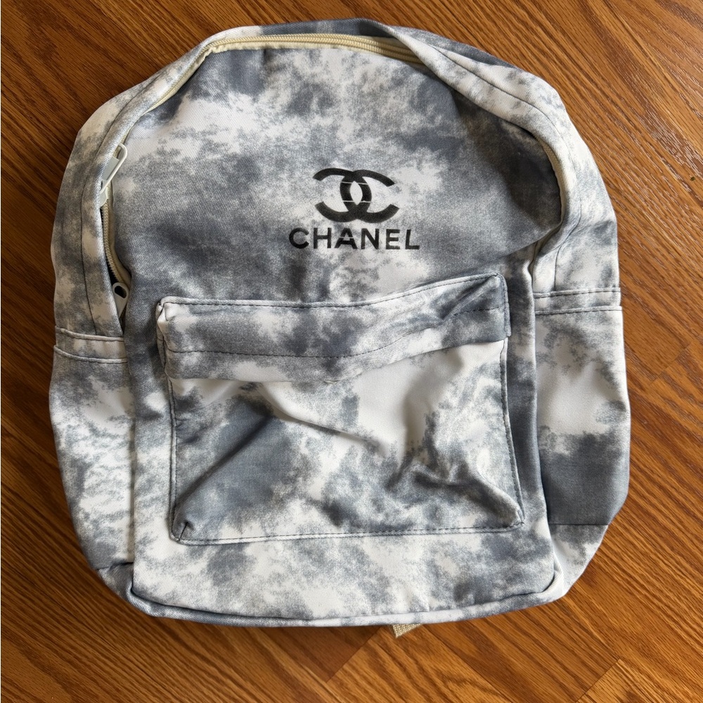Gray Tie-Dye Canvas Backpack